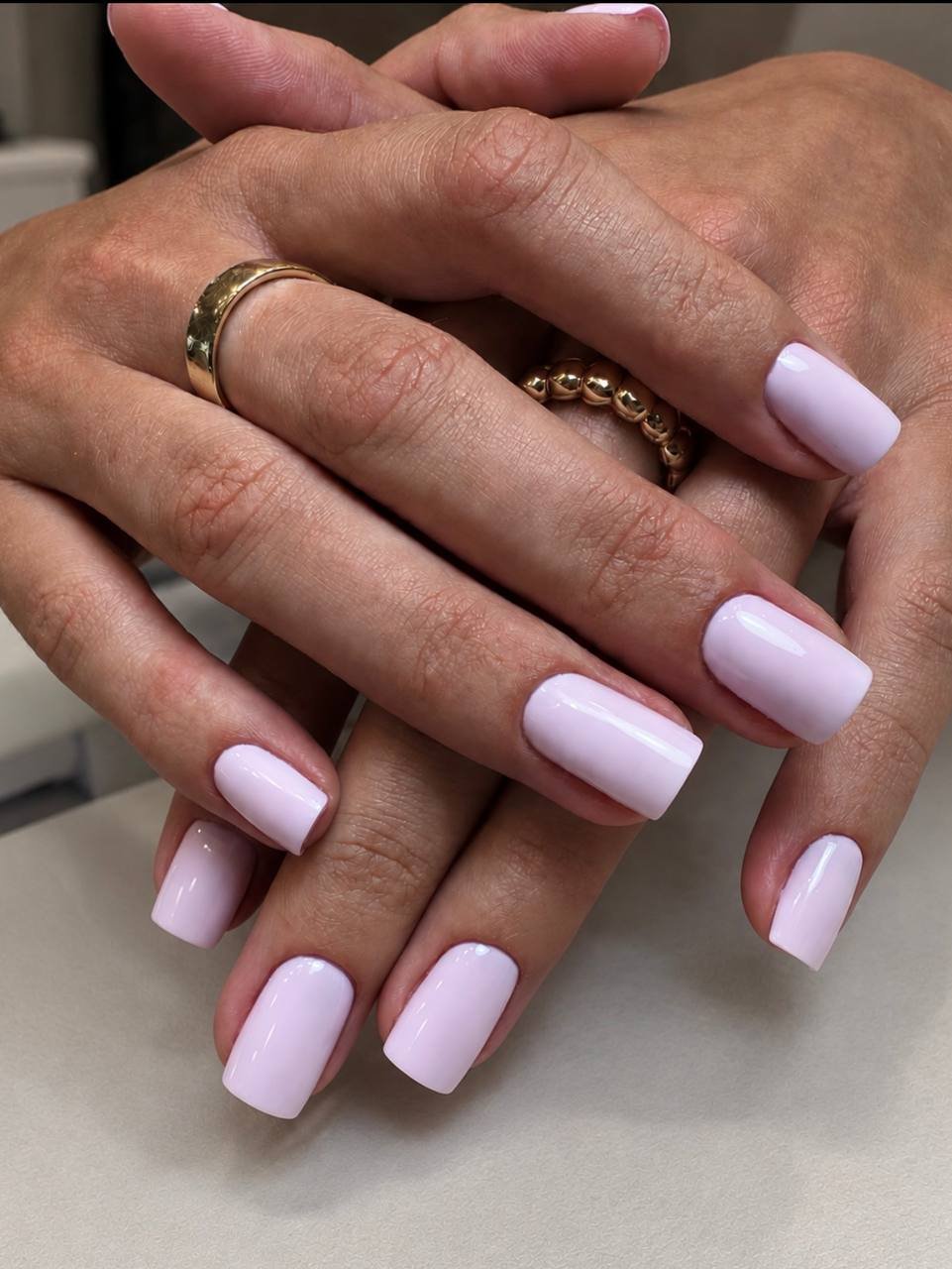 Bright pink manicure